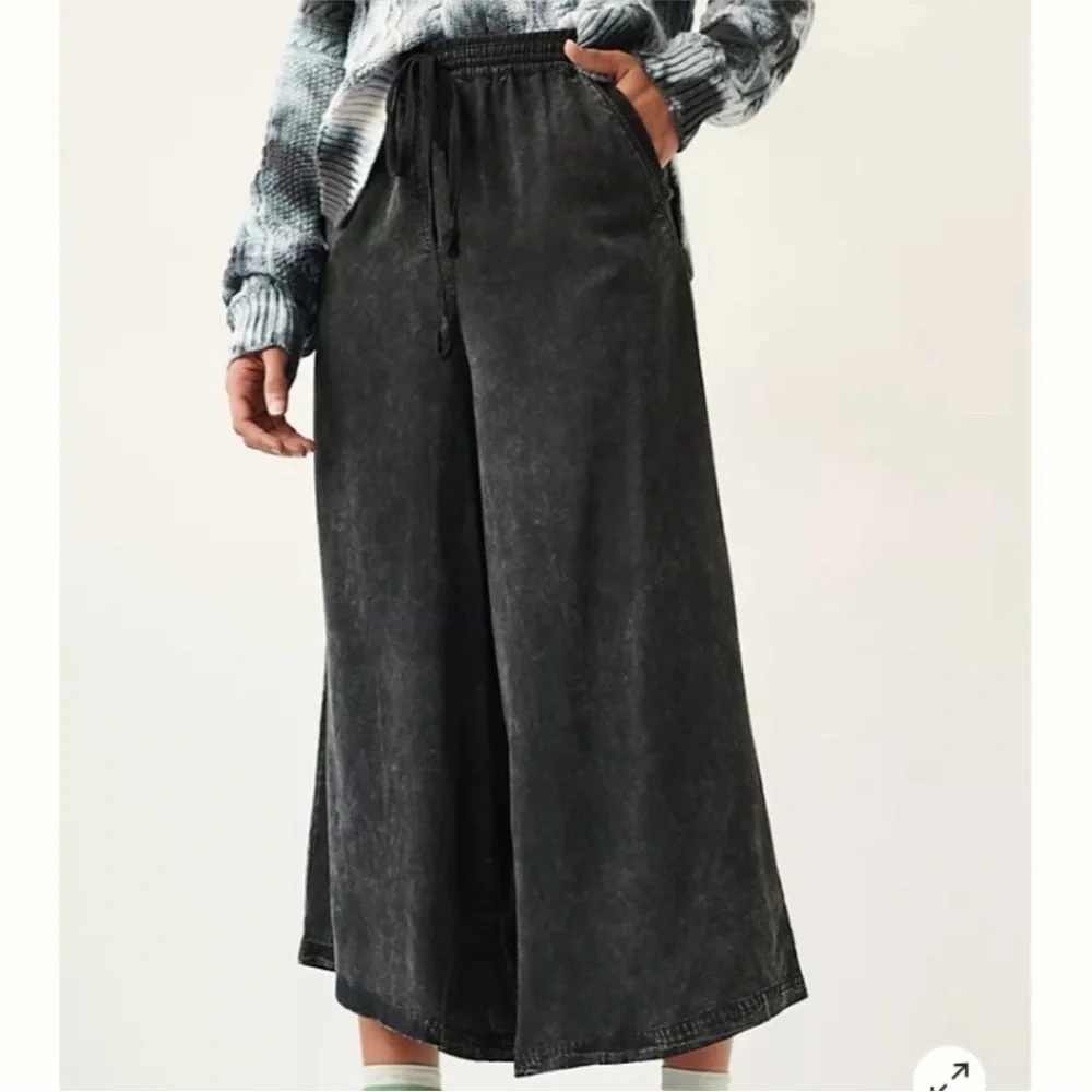 Anthropologie Saturday Sunday Eudora Cropped Wide-Leg Pants Medium Petite B6 - Picture 3 of 12